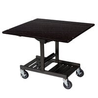 Geneva 74410EW Mobile Rectangular Top Tri-Fold Room Service Table with Ebony Wood Finish - 36 inch x 43 inch x 31 inch
