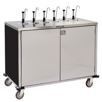 Lakeside 70271B Stainless Steel E-Z Serve 12-Pump Condiment Dispensing Cart with Black Finish for 3 Gallon Condiment Pouches - 27 1/2 inch x 50 1/4 inch x 48 1/2 inch