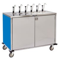 Lakeside 70271BL Stainless Steel E-Z Serve 12-Pump Condiment Dispensing Cart with Royal Blue Finish for 3 Gallon Condiment Pouches - 27 1/2 inch x 50 1/4 inch x 48 1/2 inch