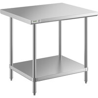Regency 30 inch x 36 inch All 18-Gauge 430 Stainless Steel Commercial Work Table with Undershelf