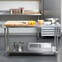 Regency 24 inch x 60 inch All 18-Gauge 430 Stainless Steel Commercial Work Table with Undershelf