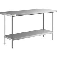 Regency 24 inch x 60 inch All 18-Gauge 430 Stainless Steel Commercial Work Table with Undershelf