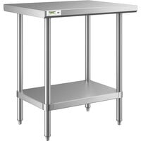 Regency 24 inch x 30 inch All 18-Gauge 430 Stainless Steel Commercial Work Table with Undershelf