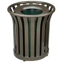 Rubbermaid FGMT22PLABZ Americana Series Open-Top Architectural Bronze Round Steel Waste Receptacle with Rigid Plastic Liner 24 Gallon