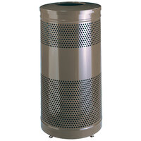 Rubbermaid FGS3ETHBZPL Classics Hammertone Bronze Round Steel Drop Top Waste Receptacle with Levelers and Rigid Plastic Liner 25 Gallon
