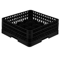 Vollrath TR8DA Traex® Full-Size Black 16-Compartment 6 3/8 inch Glass Rack with Open Rack Extender On Top