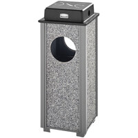 Rubbermaid FGR41WU2000PL Aspen Ash/Trash Gray with Dove Gray Stone Panels Square Steel Waste Receptacle with Weather Shield and Rigid Plastic Liner 2.5 Gallon
