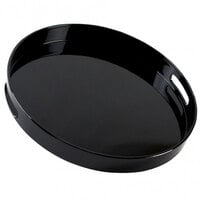 10 Strawberry Street BLK-RD Black 13 3/4 inch Round Lacquer Serving Tray - 8/Case