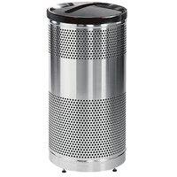 Rubbermaid FGS3SSPBKPL Classics Round Steel Paper Recycling Container with Black Lid and Rigid Plastic Liner 25 Gallon