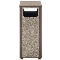 Rubbermaid FGR126000PL Aspen Flat-Top Architectural Bronze with Glacier Gray Stone Panels Square Steel Waste Receptacle with Rigid Plastic Liner 12 Gallons