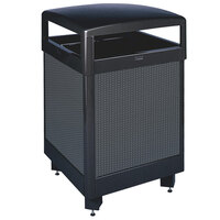 Rubbermaid FGR38HT500PL Dimension 500 Series Hinged-Top Black with Anthracite Perforated Steel Panels Square Steel Waste Receptacle with Rigid Plastic Liner 38 Gallon