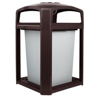 Rubbermaid FG397001SBLE Landmark Series Classic Container Sable Square Polycarbonate Dome Top Frame with Ashtray and FG395800 Rigid Plastic Liner 35 Gallon