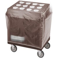 Cambro TC1418131 Dark Brown Tray and Silverware Cart with Protective Vinyl Cover