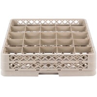 Vollrath TR13BB Traex® Low Profile Full-Size Beige 25-Compartment 3 9/16 inch Glass Rack with 2 Extenders