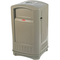 Rubbermaid FG396500BEIG Plaza Beige Square Container with Side Opening Door and Ashtray Top 50 Gallon
