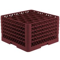 Vollrath TR12HHHHA Traex® Rack Max Full-Size Burgundy 30-Compartment 11 7/8 inch Glass Rack with Open Rack Extender On Top
