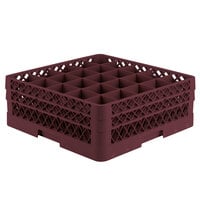 Vollrath TR6BB Traex® Full-Size Burgundy 25-Compartment 6 3/8 inch Glass Rack