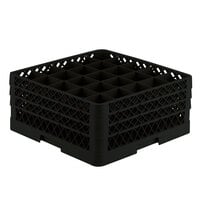 Vollrath TR6BBB Traex® Full-Size Black 25-Compartment 7 7/8 inch Glass Rack
