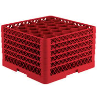 Vollrath TR12HHHHA Traex® Rack Max Full-Size Red 30-Compartment 11 7/8" Glass Rack with Open Rack Extender On Top
