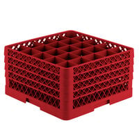 Vollrath TR6BBBB Traex® Full-Size Red 25-Compartment 9 7/16 inch Glass Rack