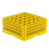Vollrath TR6BBB Traex® Full-Size Yellow 25-Compartment 7 7/8" Glass Rack