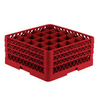 Vollrath TR6BBB Traex® Full-Size Red 25-Compartment 7 7/8 inch Glass Rack