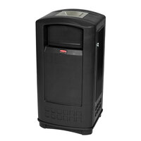 Rubbermaid FG9P9100BLA Plaza Black Square Junior Container with Side Opening Door and Ashtray Top 35 Gallon