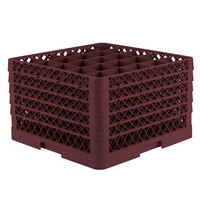Vollrath TR6BBBBB Traex® Full-Size Burgundy 25-Compartment 11 inch Glass Rack