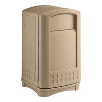 Rubbermaid FG396400BEIG Plaza Beige Square Container with Side Opening 50 Gallon