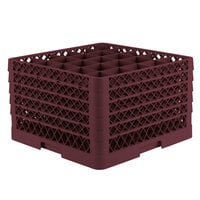 Vollrath TR6BBBBA Traex® Full-Size Burgundy 25-Compartment 11 inch Glass Rack with Open Rack Extender On Top