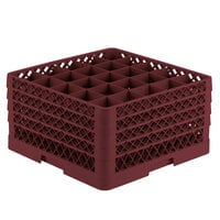 Vollrath TR6BBBB Traex® Full-Size Burgundy 25-Compartment 9 7/16 inch Glass Rack