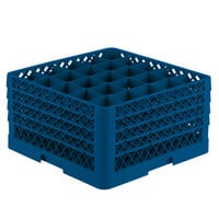 Vollrath TR6BBBB Traex® Full-Size Royal Blue 25-Compartment 9 7/16 inch Glass Rack