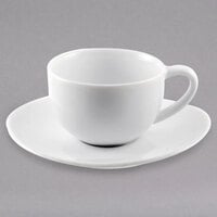 10 Strawberry Street RVL0428 Royal Oval 4 oz. White Porcelain Espresso Cup with Saucer - 24/Case