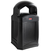 Rubbermaid FG9W0300BLA Landmark Series Gas Station / Store Front Black Dome Top Frame With Panel Frame and FG395800 Rigid Plastic Liner 35 Gallon