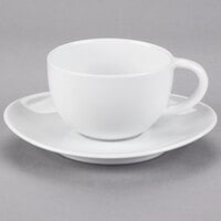 10 Strawberry Street RVL0009 Royal Oval 10 oz. White Porcelain Oversized Cup / Saucer - 24/Case
