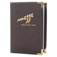 Menu Solutions RS140A Royal Select Series 5 1/2" x 8 1/2" Customizable Leather-Like 4 View Booklet Menu Cover