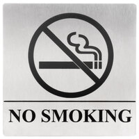 Tablecraft B14 No Smoking Sign - Stainless Steel, 5 inch x 5 inch