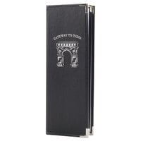 Menu Solutions RS140BD Royal Select Series 4 1/4" x 14" Customizable Leather-Like 4 View Booklet Menu Cover