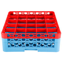 Carlisle RG25-2C410 OptiClean 25 Compartment Red Color-Coded Glass Rack with 2 Extenders