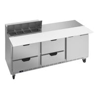 Beverage-Air SPED72HC-08C-4 72" 1 Door 4 Drawer Cutting Top Refrigerated Sandwich Prep Table with 17" Wide Cutting Board