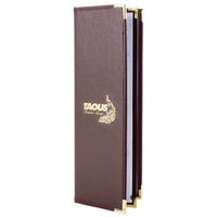 Menu Solutions RS150BD Royal Select Series 4 1/4" x 14" Customizable Leather-Like 6 View Booklet Menu Cover