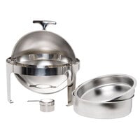 Vollrath T3505 7 Qt. Round Mirror Finish Stainless Steel Roll Top Chafer