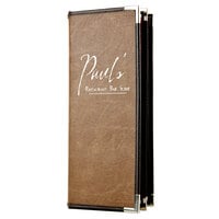 Menu Solutions RS160BA Royal Select Series 4 1/4" x 11" Customizable Leather-Like 8 View Booklet Menu Cover