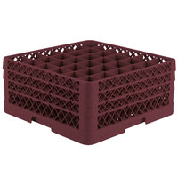 Vollrath TR7CCC Traex® Full-Size Burgundy 36-Compartment 7 7/8 inch Glass Rack