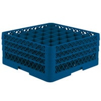 Vollrath TR7CCC Traex® Full-Size Royal Blue 36-Compartment 7 7/8 inch Glass Rack