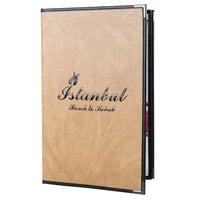 Menu Solutions RS140D Royal Select Series 8 1/2 inch x 14 inch Customizable Leather-Like 4 View Booklet Menu Cover