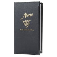 Menu Solutions RS140B Royal Select Series 5 1/2" x 11" Customizable Leather-Like 4 View Booklet Menu Cover