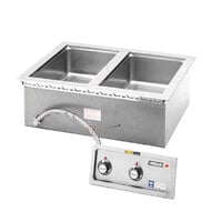 Wells 5P-MOD200TDM Insulated Two Compartment Drop-In Hot Food Well with Thermostatic Control and Drain Manifolds - 208/240V