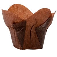 Hoffmaster 1 1/4 inch x 2 1/4 inch Chocolate Brown Lotus Mini Baking Cups - 250/Pack