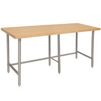 Advance Tabco TH2S-308 Wood Top Work Table with Stainless Steel Base - 30 inch x 96 inch